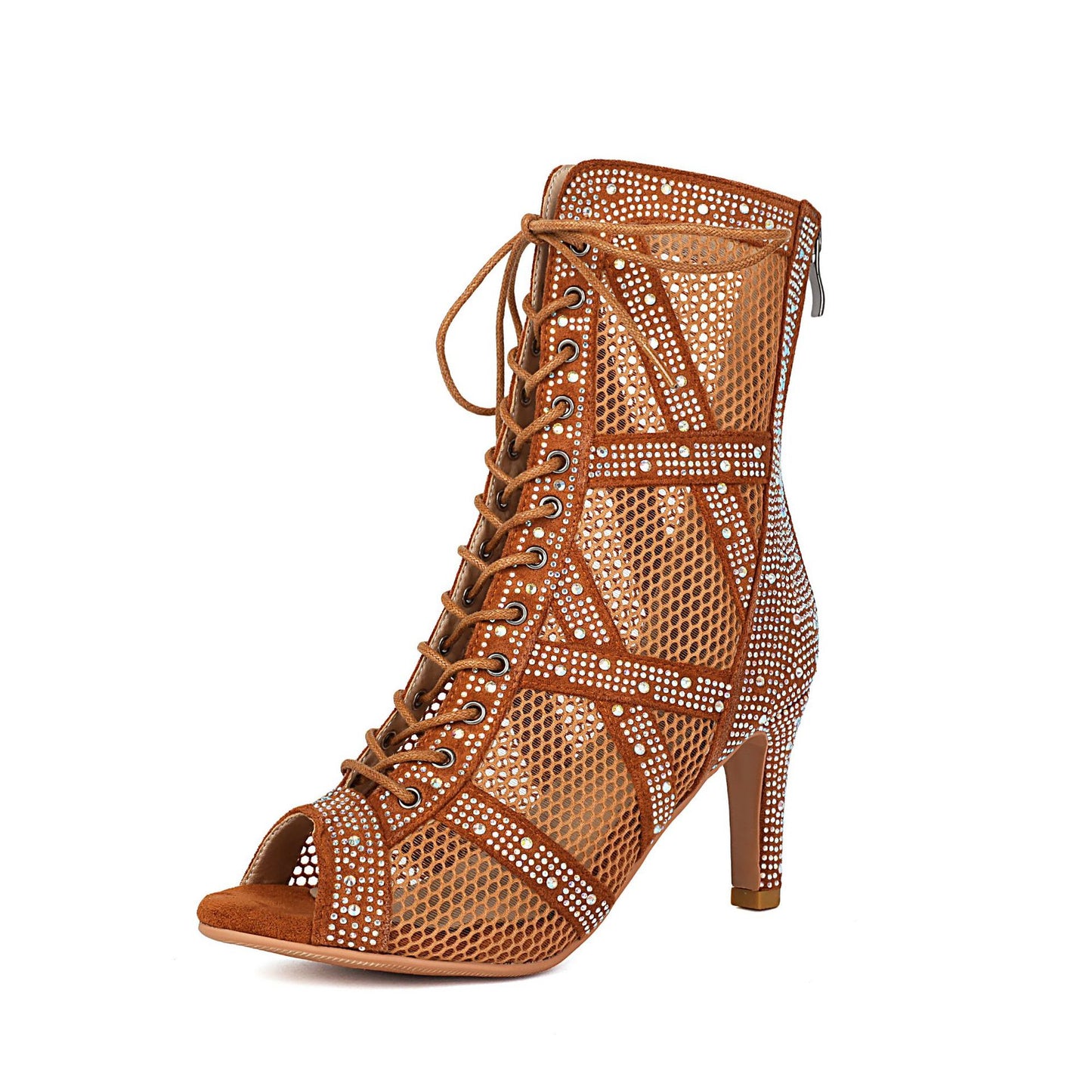 Bottines Bijoux à Talons Hauts – Bottines Lacées en Strass et