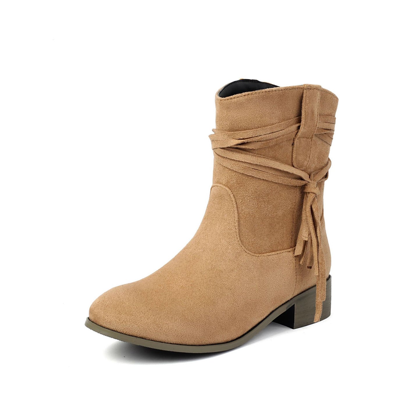 Bottines Daim Franges & Nœud Croisé