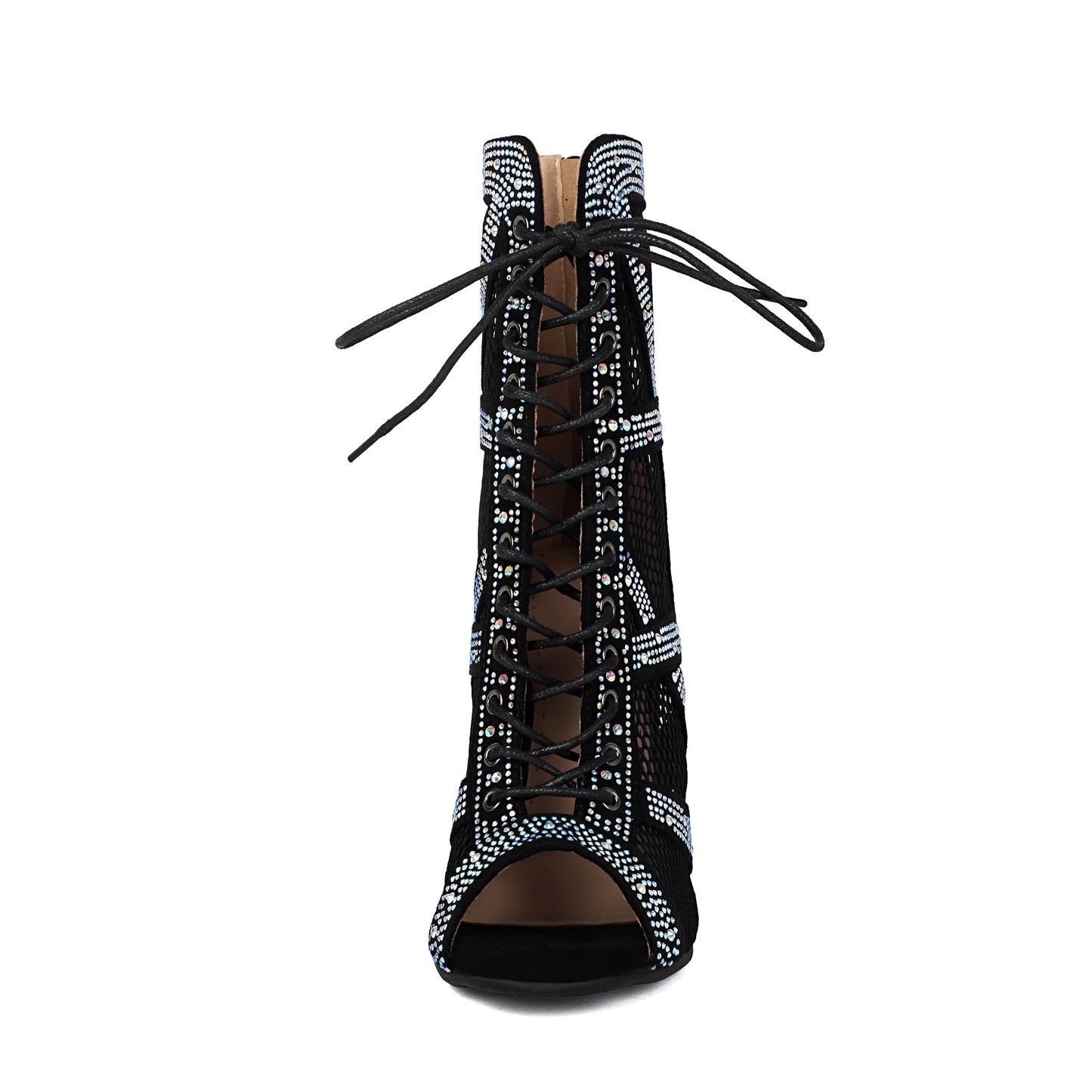 Bottines Bijoux à Talons Hauts – Bottines Lacées en Strass et