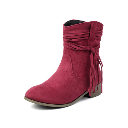 Bottines Daim Franges & Nœud Croisé