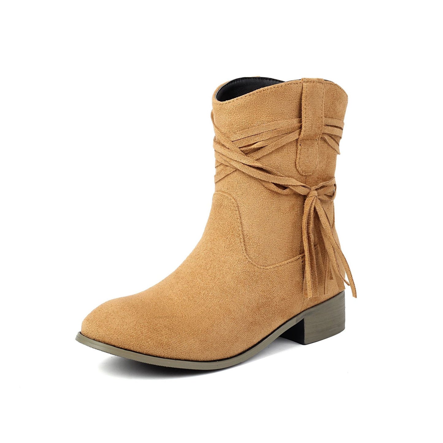 Bottines Daim Franges & Nœud Croisé