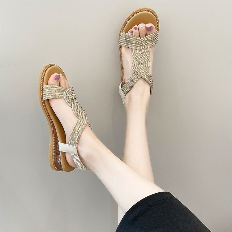Sandales Plates Tressées Style Gladiateur – Nu-pieds Bohème