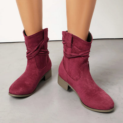 Bottines Daim Franges & Nœud Croisé
