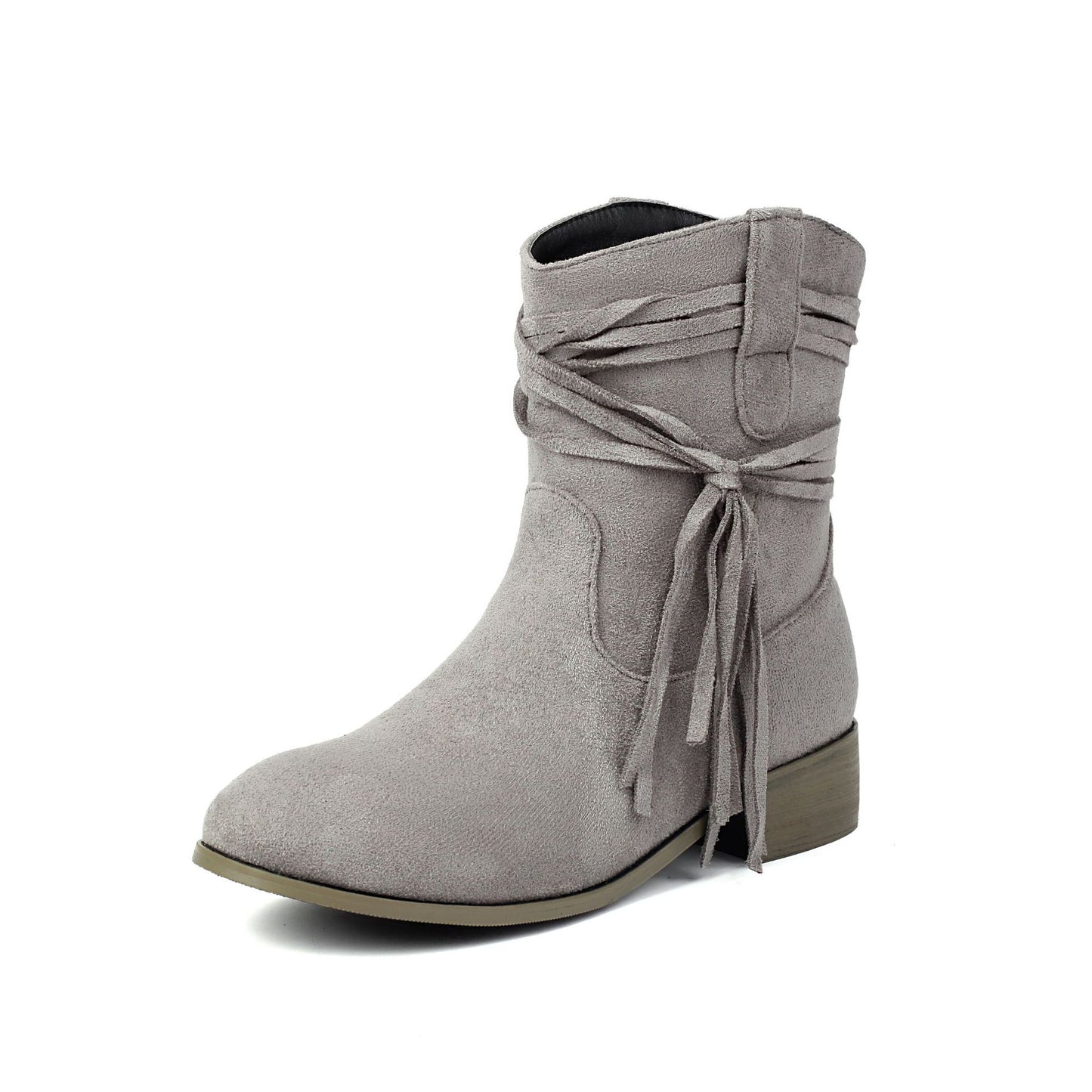 Bottines Daim Franges & Nœud Croisé