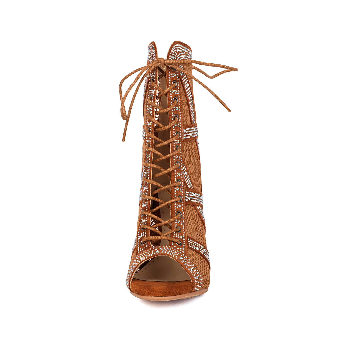 Bottines Bijoux à Talons Hauts – Bottines Lacées en Strass et